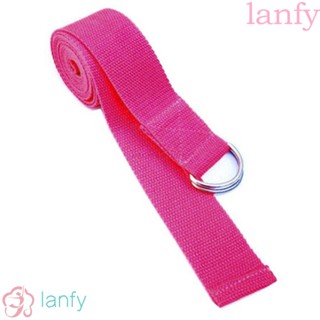 Lanfy สายรัดโยคะ พิลาทิส ออกกําลังกาย แบบพกพา สะดวก เครื่องมือกีฬา ทนทาน D-Ring หัวเข็มขัด