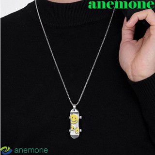 Anemone สร้อยคอโซ่เหล็กไทเทเนียม จี้รูปสเก็ตบอร์ด สไตล์พังก์ ฮิปฮอป สตรีท หลากสี เครื่องประดับแฟชั่นผู้ชาย