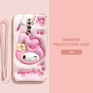 เคสโทรศัพท์มือถือ ซิลิโคนนิ่ม TPU ลายการ์ตูนกระต่าย ไดโนเสาร์ 3D พร้อมสายคล้อง สําหรับ OPPO Reno 2F 2Z