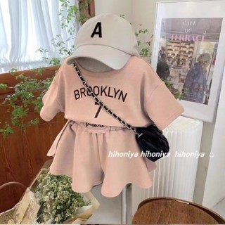 พร้อมส่ง เสื้อยืดแขนสั้น กางเกงขาสั้น แฟชั่นฤดูร้อน สําหรับเด็กผู้หญิง 2023