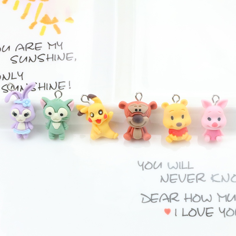 DIY วัสดุแพ็คเรซิ่นการ์ตูนกระต่ายหมีลูกแมวลูกหมูเสือน้อยจี้อุปกรณ์เสริม
