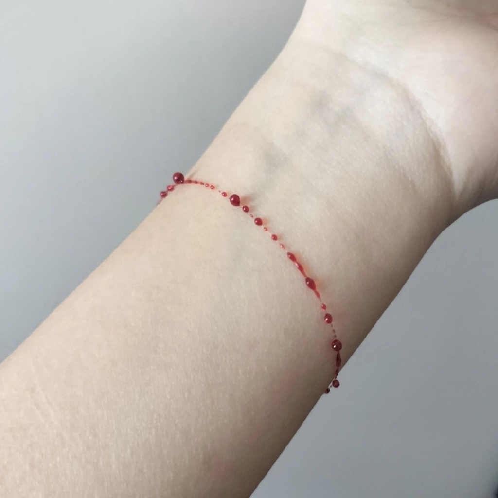 สร้อยข้อมือ จี้หยดเลือด สีแดงเข้ม ขนาดเล็ก หลายชั้น สีดําเข้ม แบบไม่สม่ําเสมอ