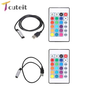 Ir 24 คีย์ USB ไฟ LED แถบรีโมตคอนโทรล พร้อม 5-24V USB RGB ตัวควบคุม