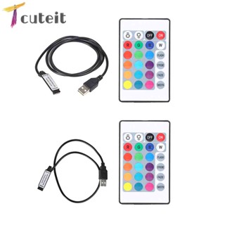 Ir 24 คีย์ USB ไฟ LED แถบรีโมตคอนโทรล พร้อม 5-24V USB RGB ตัวควบคุม