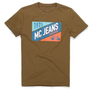 #ถูกสุด Mc JEANS เสื้อยืดผู้ชาย เสื้อยืด แม็ค แท้ เสื้อแขนสั้น สีน้ำตาล ผ้านุ่ม ระบายอากาศได้ดี MTSZ317