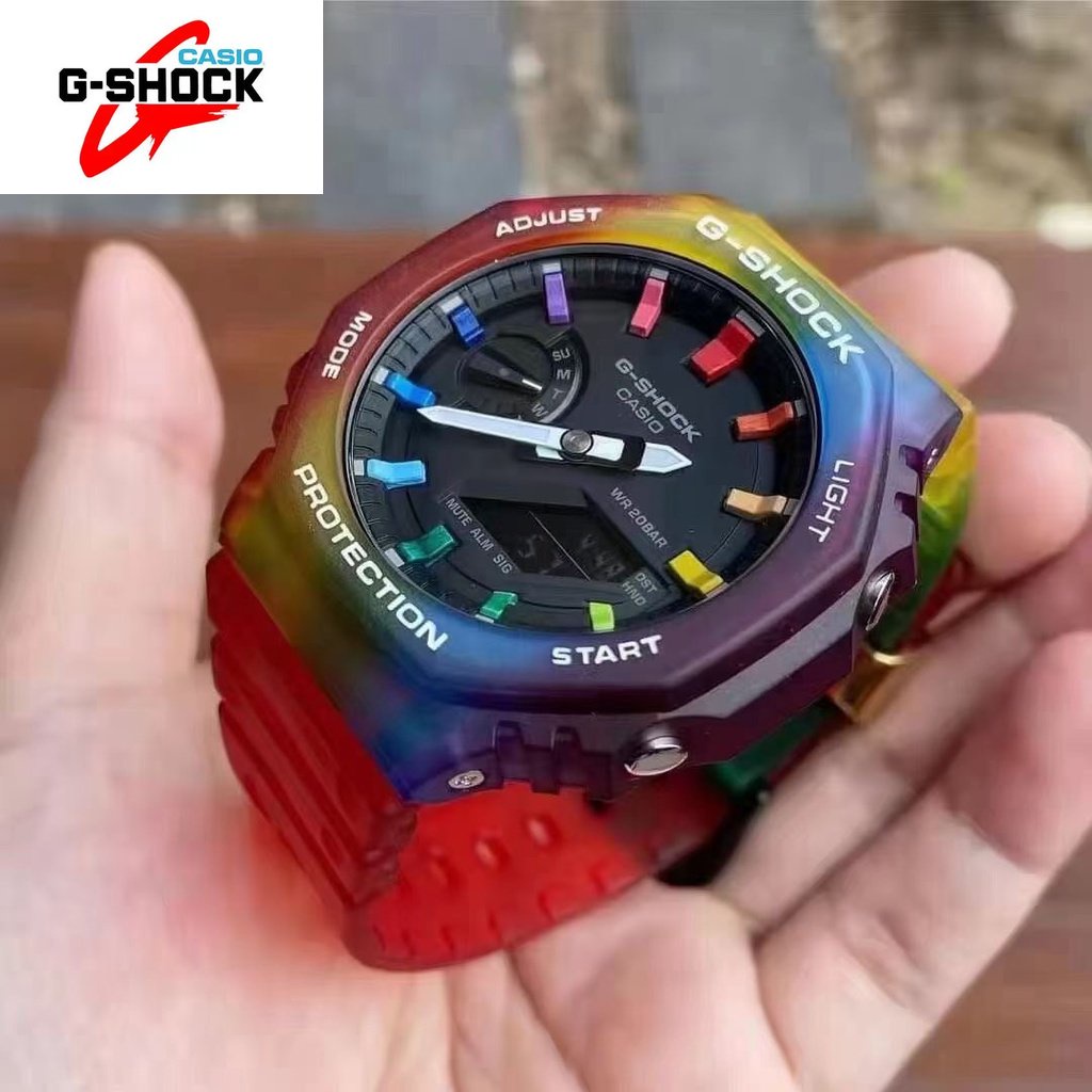 เหมาะสําหรับ G-SHOCK Ga-210 นาฬิกาสปอร์ต Rainbow Series ผู้ชายและผู้หญิง AP Ga-2100thb-7a สายนาฬิกาเ