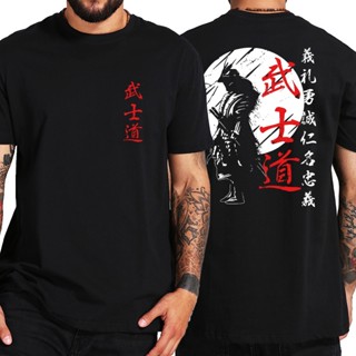 【HOT】เสื้อยืด ผ้าฝ้าย 100% พิมพ์ลายซามูไร สไตล์ญี่ปุ่น Bushido ไซซ์ EU สําหรับผู้ชาย