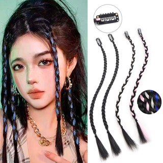 2 ชิ้น / เซ็ตถักเปียปลอมเด็ก Fishbone Twist Braid Sweet Girl หางม้าผูกผมหน้าม้าแขวนวิกผมชิ้น