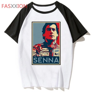 เสื้อยืด พิมพ์ลายอนิเมะ Ayrton Senna สไตล์ฮาราจูกุ สําหรับผู้หญิง