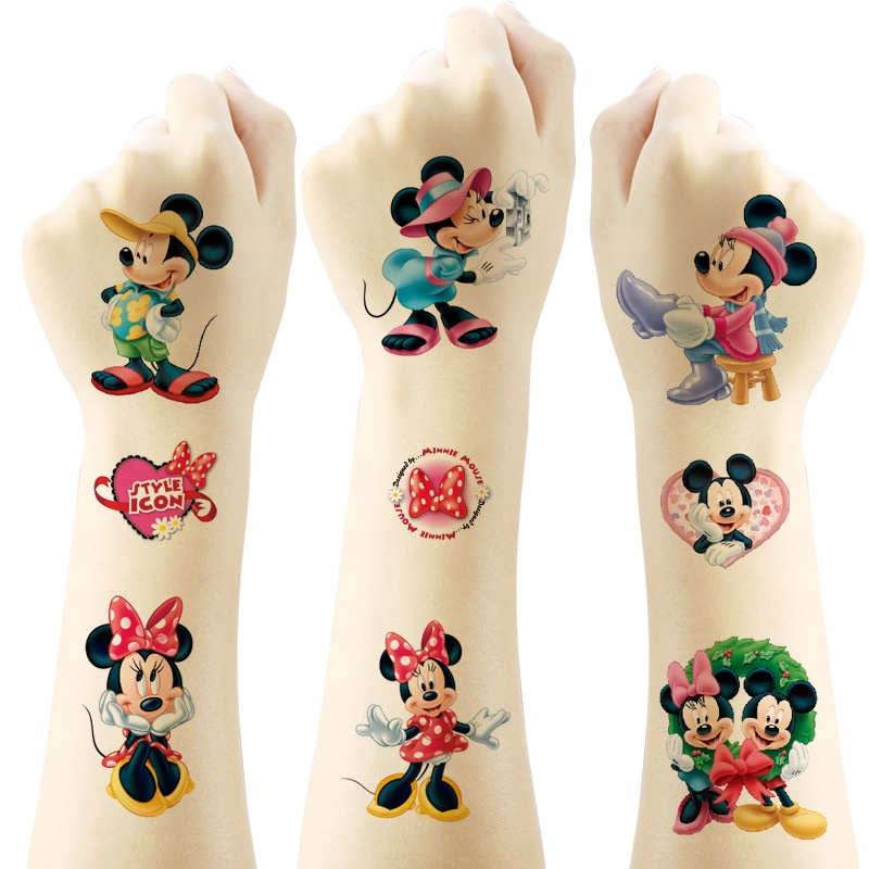 Mickey Minnie Mouse Kids Tattoo Sticker Anime Figure Cartoon Girls Birthday Gift Body Art