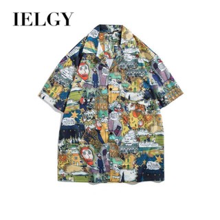 IELGY เสื้อเชิ้ตลําลอง คอปก สไตล์ฮ่องกงย้อนยุค อเนกประสงค์ สําหรับผู้ชาย คู่รัก