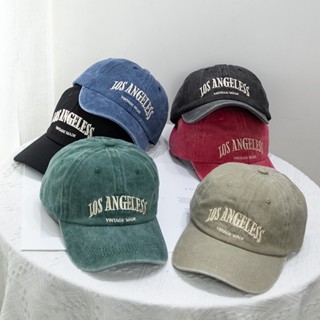 sunday online หมวกเบสบอล หมวกกีฬาสี แก๊ป ปัก Los Angeles สีซีด cap สไตล์วินเทจใ มีปีก ปรับขนาดได้ มี 6 สี