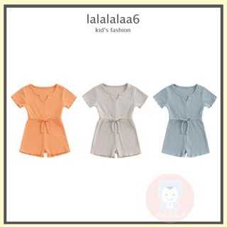 Laa6 ชุดจั๊มสูท แขนสั้น สีพื้น สําหรับเด็กผู้หญิง