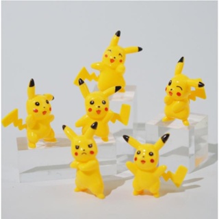 ชุดฟิกเกอร์ Pokemon Pikachu ขนาดเล็ก 4.5 ซม. สําหรับตกแต่งเค้กวันเกิดเด็ก 6 ชิ้น ต่อชุด