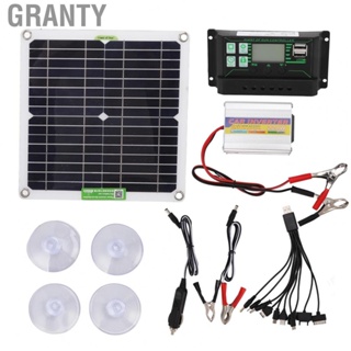 Granty 40W Solar Panel Kit with 100A  Controller and DC12V to 220V 220W Solar Inverter Kit for Outdoor Hiking Cars Boats