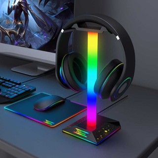 ขาตั้งหูฟัง RGB พอร์ต USB คู่ ควบคุมแบบสัมผัส ที่วางหูฟังเกมมิ่ง [Bellare.th]