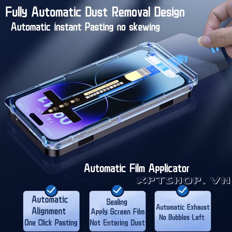 สะดวกฟิล์มเสริมอัตโนมัติ ApplicatorHDกระจกนิรภัยเข้ากันได้สําหรับiPhone 17ProMax 17Air 16 15 14 13 12 11 XsMaxเต็มหน้าจอการติดตั้งอัตโนมัติของProtector To