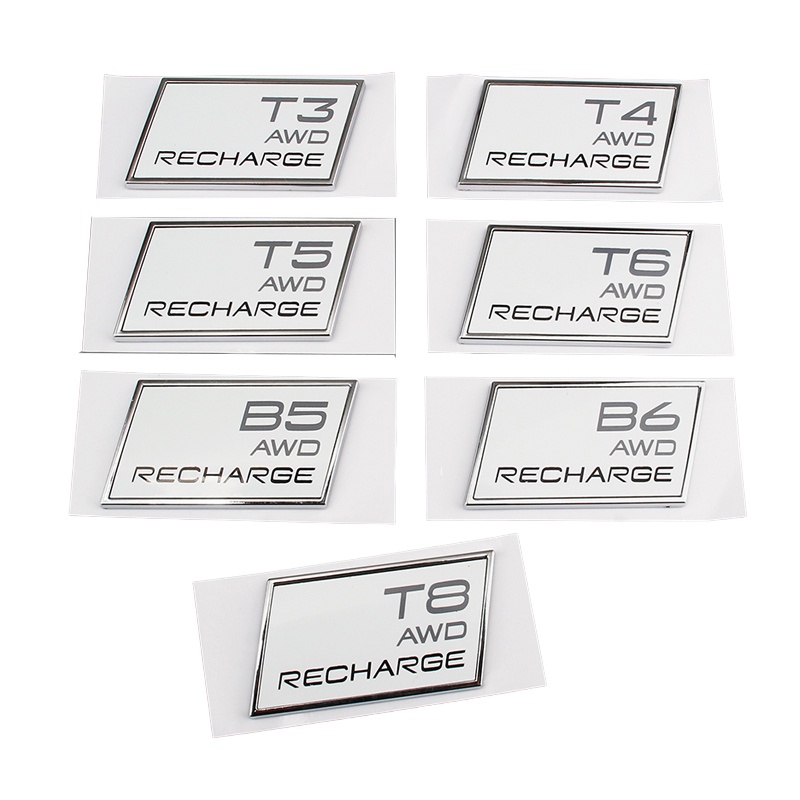 รถ 3D ABS Badge Emblem Decals สติกเกอร์จัดแต่งทรงผมสําหรับ Volvo T3 T4 T5 T6 T8 B5 B6 AWD ชาร์จ XC40
