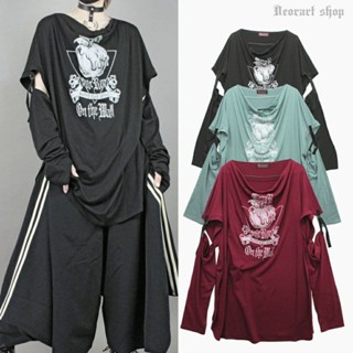 Poison เสื้อยืดแขนยาว ลายแอปเปิ้ล สไตล์ญี่ปุ่น ฮาราจูกุ พังก์ สองมิติ y2k