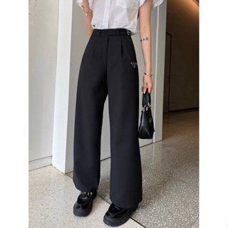 PA 23 summer new niche design fashion triangle logo design fashion all-match high waist straight casual pants 9NTQ