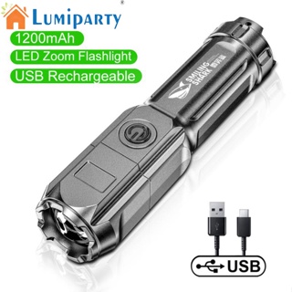 Lumiparty ไฟฉาย อเนกประสงค์ กันน้ํา ชาร์จ Usb แบบพกพา สําหรับตั้งแคมป์กลางแจ้ง