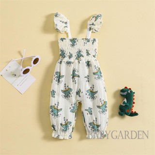 Babygarden-0-24 เดือน ชุดจั๊มสูท แขนกุด พิมพ์ลายดอกไม้ / ไดโนเสาร์ ฤดูร้อน สําหรับเด็กผู้หญิง