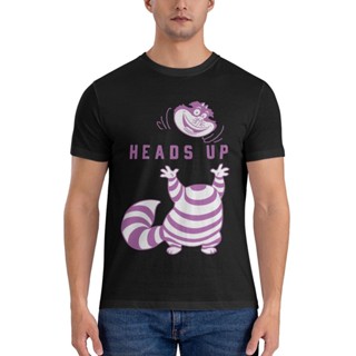 เสื้อยืด พิมพ์ลาย Disney Alice In Wonderland Cheshire Cat Heads Up สําหรับผู้ชาย