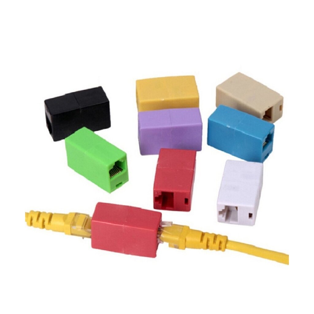ขั้วต่อต่อสายเคเบิล RJ45(คละสี)Cat5 Cat6 Network Ethernet LAN Coupler ประกัน 1 ปี