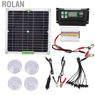 Rolan 40W Solar Panel Kit with 100A  Controller and DC12V to 220V 220W Solar Inverter Kit for Outdoor Hiking Cars Boats