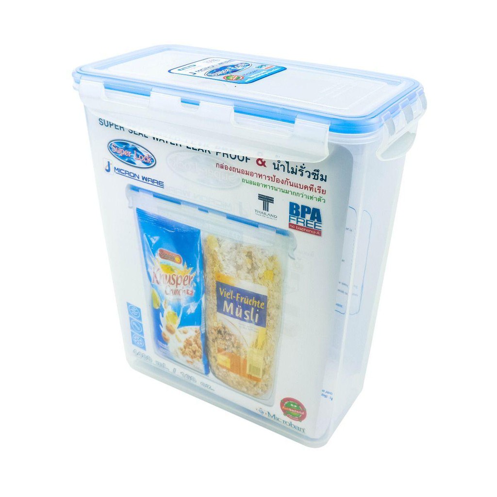 กล่องถนอมอาหารเกรดพรีเมี่ยม6139 ป้องกันเชื้อราและแบคทีเรีย เข้าไมโครเวฟได้ ความจุ 4400 ml. Super Loc