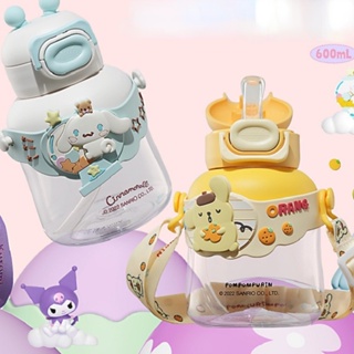 ขวดน้ํา พร้อมหลอดดูด ลายการ์ตูน Sanrio BPA FREE ความจุขนาดใหญ่ 600 มล. สําหรับนักเรียน