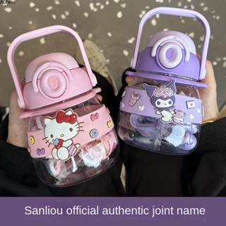 Ready 750ml Sanrio อะนิเมะ Hellokitty Belly Cup ขวดน้ำความจุขนาดใหญ่น่ารัก Melody อบเชยสุนัขเด็กหม้อน้ำถ้วยฟางกาต้มน้ำของขวัญ Serein