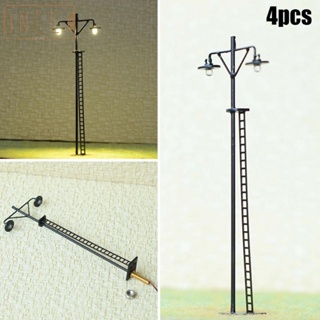 【ONCEMOREAGAIN】4* - HO Scale LED-Yard-Light Model Train Railroad Street Station Lamp Post New