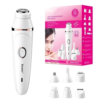 Kemei 7 In 1 Electric Shaver Women Full Body Hair Removal Epilator Eyebrow Nose Leg Facial Hair Remover Bikini Trimmer Cordless