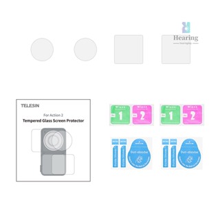 Telesin OA-FLM-001 ฟิล์มกระจกนิรภัยกันรอยหน้าจอ พร้อมฟิล์มกันรอยเลนส์กล้อง 2 ชิ้น และฟิล์มกันรอยหน้าจอ แบบเปลี่ยน สําหรับ DJI Action 2 Came-6.19 2 ชิ้น