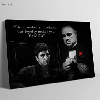 โปสเตอร์ภาพวาดผ้าใบ ลาย Tony Montana and Don Vito Corleone สําหรับตกแต่งผนังบ้าน