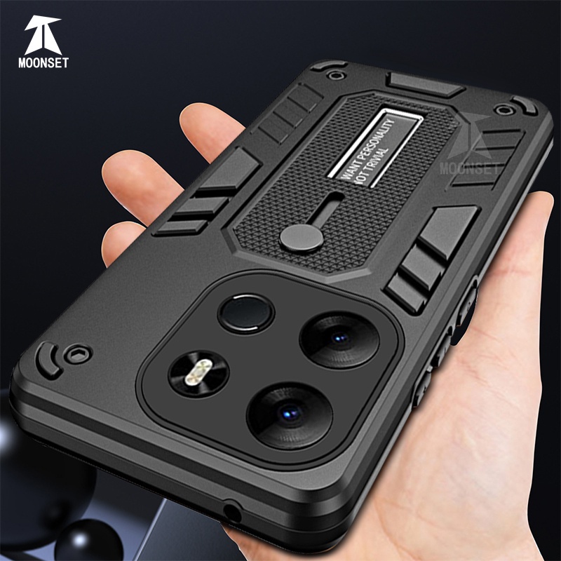สําหรับ infinix Smart 7 / X6515 / Smart 6 2021 / X6511B / X6511E / Smart 5 2020 Case Versatile Warrior Kickstand Hard Back Soft Edge กันกระแทก Anti-drop Ultra Slim Thin Cover