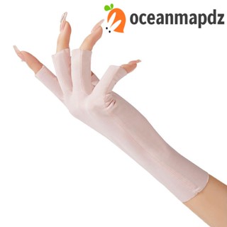 OCEANMAPDZ ถุงมือกันแดด แบบครึ่งนิ้ว กันลื่น สีพื้น แฟชั่นฤดูร้อน