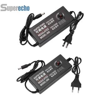 [superecho.th] อะแดปเตอร์พาวเวอร์ซัพพลาย ควบคุมแรงดันไฟฟ้า หน้าจอดิจิทัล DC 3V-24V 3A ปรับได้