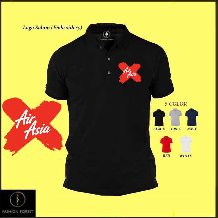 Baju Sulam เย็บปักถักร้อย POLO เสื้อยืดสําหรับชายและ WOMRN AIRASIA X AIR ASIA UNIFORM DRIVER RIDER S