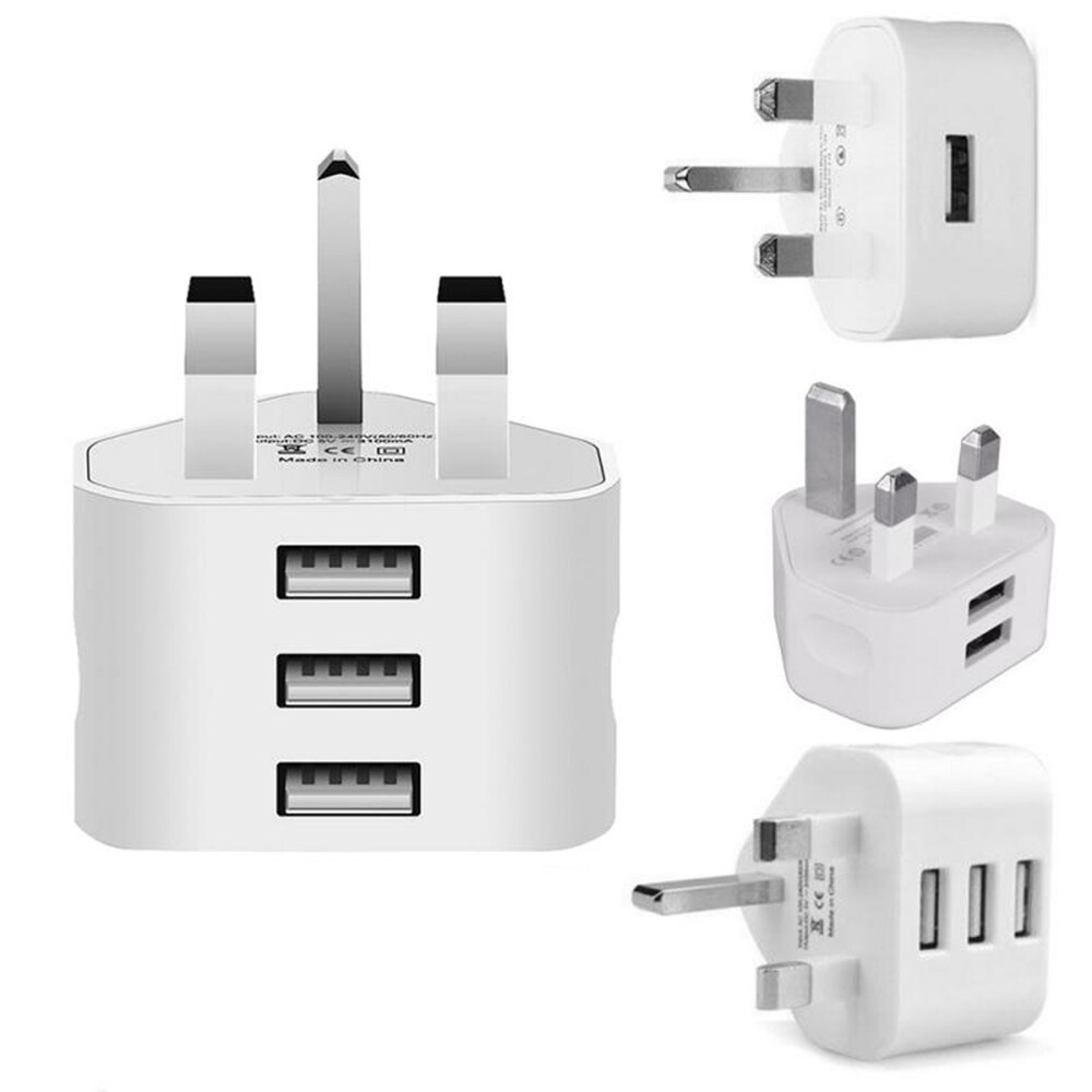 Universal UK Plug 3 Pin Wall Charger Adapter พร้อมพอร์ต USB 1/2/3 ชาร์จสําหรับโทรศัพท์