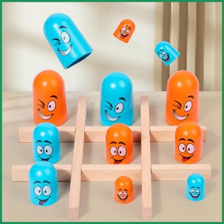 เด็ก Tic-Tac-Toe Puzzle ของเล่นเกมครอบครัวคลาสสิกเกมไม้ Checker Pieces ของเล่นเกมในร่ม Puzzle Checker Toy