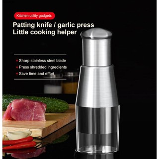 Ready 304 Stainless Steel Garlic Chopper 3s Fast Food Chopper Garlic Press Kitchen Cooking Tool Manual Ginger Garlic Chopper Vegetable Processor Serein