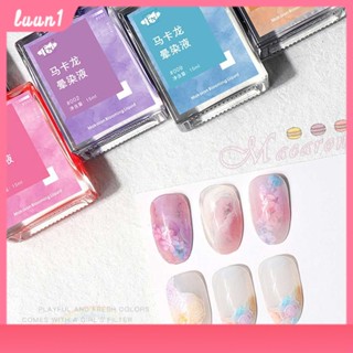 Fn กาวทาเล็บ Macaron Smudge Liquid Manicure Color Water Dye Liquid Gradient Nail Marble Ink Glass cod