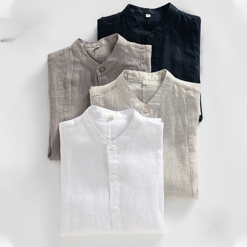 เสื้อคาร์ดิแกนแขนสั้นลําลอง ผ้าฝ้าย และผ้าลินิน แบบบาง ทรงหลวม ขนาดใหญ่ แฟชั่นฤดูร้อน สําหรับผู้ชาย 2023