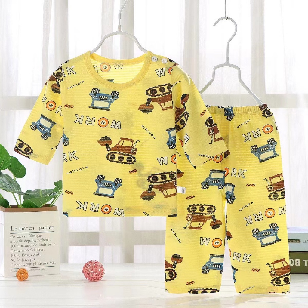 🌈🎈ชุดนอนเด็กผ้าฝ้าย เซ็ต 2ชิ้น เสื้อแขนสั้น+กางเกงขาสั้น ชุดนอนลายการ์ตูน พิมพ์ลายการ์ตูน น่ารักมาก เย็นๆ ใส่สบาย🎀