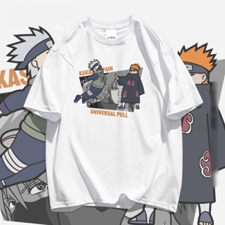 ผ้าฝ้ายแท้ Naruto Hatake Kakashi และ Uzumaki Naruto เดียวกันเสื้อยืดอะนิเมะญี่ปุ่นแนวโน้มผ้าฝ้ายแขนสั้นหลวม Unisex