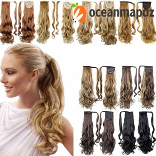 OCEANMAPDZ กิ๊บติดผมหางม้าสังเคราะห์ แบบหยักศก สีบลอนด์ สีดํา