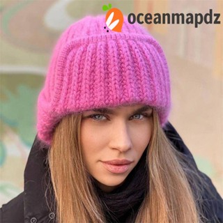 OCEANMAPDZ หมวกบีนนี่ ผ้าวูล กันลม ให้ความอบอุ่น น่ารัก แฟชั่นสําหรับกลางแจ้ง