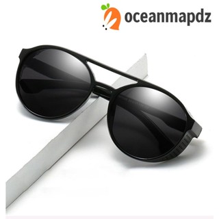 OCEANMAPDZ แว่นตากันแดด กรอบกลม ลายเรขาคณิต สไตล์พังก์ ฮิปฮอป เครื่องแต่งกาย สําหรับผู้ชาย